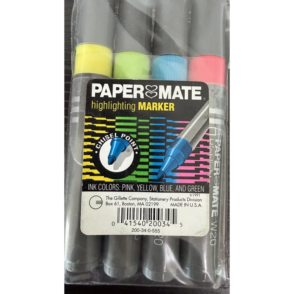 Vintage Sealed Papermate Highlighters Markers Chisel Point Double Heart 1990s